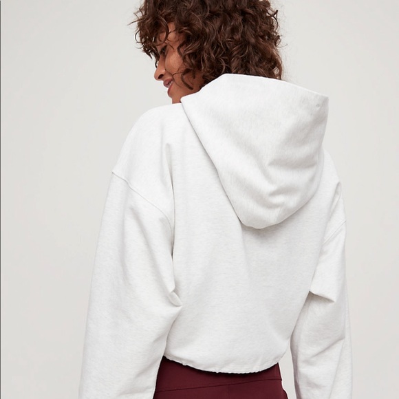 NWOT Aritzia The Constant Cropped Hoodie in Heather Sport White - Picture 4 of 8